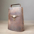 Cow Bell Cast Iron With Raised Steer Head And Vintage Antique Finish  6  X 4 5  