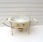 Vintage 1959 Pyrex Golden Branch Hospitality 024 2 Qt Casserole W Lid W Stand