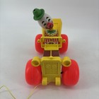 Vintage Fisher Price Jolly Jalopy 1965  Circus Clown Wooden Pull Toy  724