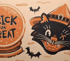  halloween  Postcard  Trick Or Treat Black Cat Vintage Image reproduction