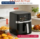 6 8qt Air Fryer 10-in-1 Cooker With Visible Window 1700w Bottom Heater Black