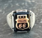 Vtg Phillips 66 Petroleum Oil 10k Gold Sterling Onyx Employee Ring Sz9 1 2 11 4g