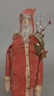 Primitive Handmade Grungy Santa Claus Doll Stump Bottom Christmas Shelf Sitter