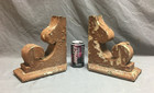 Small Pair Antique Wood Porch Corbels Shabby Vtg Chic Shelf Brackets 248-25b