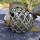 Vintage 1960s Rosenthal Netter Brass Fish Lantern Hanging Candle Holder Mcm   