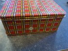 Vintage Aladdin Metal Tin Lunch Box Red Black Tartan Plaid  No Thermos