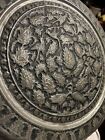 Antique Vtg Persian Copper Hand Crafted Engraved Repouse Bird Plate 17 Inches