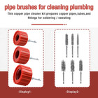 3pcs 1 2  3 4  1  Copper Tube Pipe Cleaning Brush Set For Drill Plumbing Cleaner