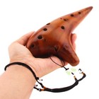 12 Hole Alto C Ceramic Ocarina  Handcrafted Tuned W Songbook For Brown