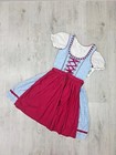 9-10 Years Blue Pink Floral Dirndl Dress With Blouse  Oktoberfest Bavarian Folk