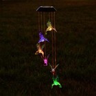 Color-changing Led Solar Powered Hummingbird Wind Chime Lights Yard Garden Decor