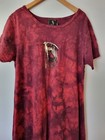 Genoa Bay Designs Vintage 90 s Tie Dye Red A Line Cotton Dress Hippie Medium 
