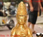 Tibet Buddhism Bronze 24k Gold Gilt Kwan-yin Guanyin Tara Buddha Goddess Statue