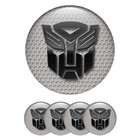 4 X Transformers Logo Car Wheel Center Hub Cap Badge Stickers Gloss Domed Finish