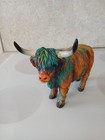 Colorful Native American Multi-colored Highland Cow 6 1 2  Tall