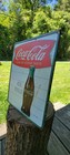 Coca Cola Vintage Retro Advertising Embossed Metal Sign Fishtail Bottles