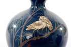 Pair 1900 s Japanese Cloisonne Enamel Shippo Vase Crane Egret Bird Willow Tree