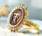 Texas Tech University 1923 Gold Plated Ring W  Cz Stones   Alumni Graduation Jew