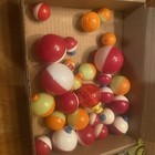 New Vtg Usa 12 Box Fishing Bobbers Round Floats Red White Plastic Snap On Float