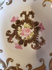 Vintage Hand Painted Nippon Bowl With Roses Outlined In Gold Mfg  1891 - 1921