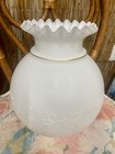 Vtg 8   d White Frosted Beaded Glass Lamp Light Shade Globe 3    Fit Vv France