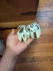 Vintage Baby Deer Saddle Shoes White Brown Infant Size 3 Leather Bottoms Lace Up