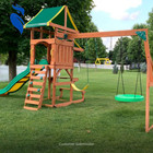 Backyard Discovery Cedar Wooden Swing Set Kids Outdoor 8 Ft Slide Playground Usa