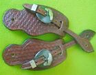 Men s Unused Maker Marked Pjk Silver Bass Fish Buckle Wide Tooled Spur Straps