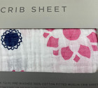 Primrose Indigo Cotton Muslin Fitted Baby Crib Sheet White Standard Mattress Nwt