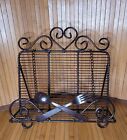 Vintage Cookbook Holder Stand Cast Iron Weighted Chains Folding Easel Spoon Fork