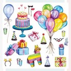 Violette Stickers - Birthday Party - 1 Celebration Sticker Sheet - Party Favors