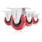 Powertec 3 Inch Heavy Duty Red Polyurethane Caster Wheels Fixed Plate 4pk 17207