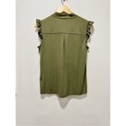 Nwt Calvin Klein Olive Tie Neck Sleeveless Blouse Size S Ruffle Trim Top