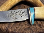 Vintage Rocky Fleetwood Chu To Knife Chuto Chu-to Antler Turquoise Coral