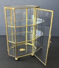 Vintage Metal And Glass Mcm Small Display Curio Display Cabinet  8-sides Tiered 