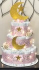 3 Tier Little Star Diaper Cake Baby Shower Girl With Fairy Light