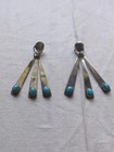 Vintage Native American Turquoise Inlaid Sterling Silver Dangle Earrings 10 28 G
