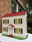 Vtg 1930s Wood Colonial Dollhouse 2 Story American House White Red Vintage