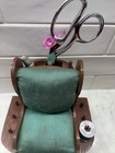 Vtg Wood Sewing Rocking Chair Pin Cushion Holder Drawer Scissors  Thread Caddie