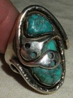 Vintage Zuni G Calavaza Snake Turquoise Sterling Silver Ring 10 5 Vafo