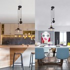Vintage Industrial Hanging Pulley Pendant Lamp Loft Retractable Ceiling Light