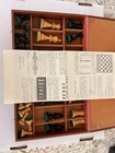 H  Baron Company Wood Chess Set Black Natural Storage Box Vintage