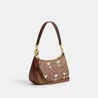 Coach X Peanuts Teri Shoulder Bag Tan Brown Snoopy Print Signature Canvas Cbj88-