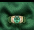 Natural Emerald Diamond Ring 14k Solid Yellow Gold