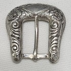 Vtg Sterling Silver Belt Buckle Marked Floral Western