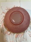 Vtg Pink Mottled Frosted Glass Lamp Shade W  Beaded Tassel Fringe Boudoir Style