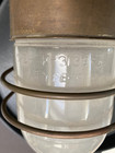 Vtg  Indus Caged Glass Light Fixture Sconce  Brass Marine Salvage Nautical Deco