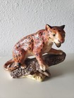 Vintage Jaguar Ceramic Figurine Statue Japan Leopard Cougar Panther Cat Mcm
