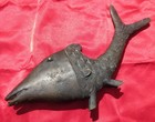 Antique West African Benin Bronze Fish Sculture 15  X 6  X 1 2   4 4 Lb