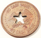 Vintage Brass Car Wash Token Star Center Cutout Eagle Shield Sports Car Coin Usa